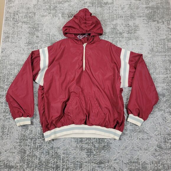 Vintage Russell Athletic Jacket Mens XL Red 1/4 Zip Windbreaker Lined USA - Picture 1 of 8